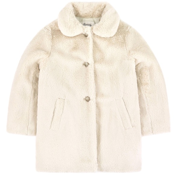 Bonpoint Cream Fuzzy Kids Coat - Picture 1 of 1